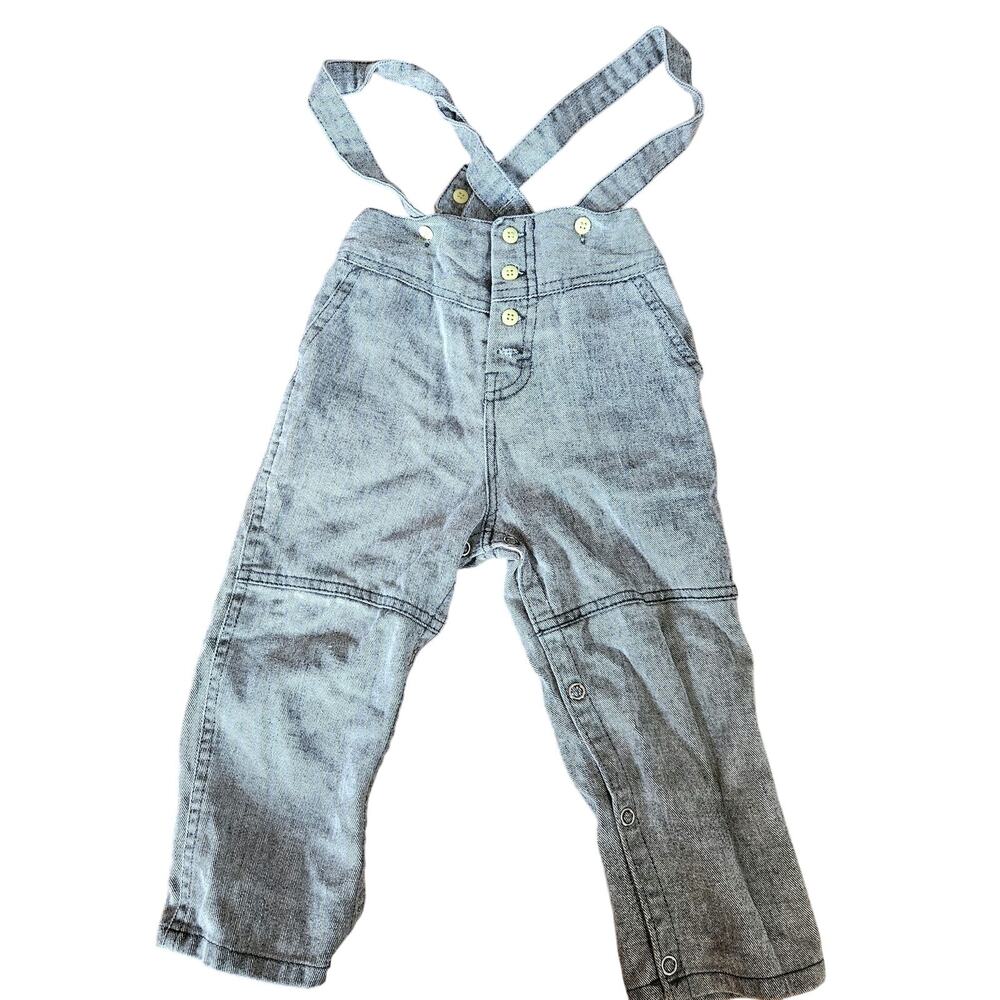 Vintage Off Spring Gray Baby Overalls Size 24 Months